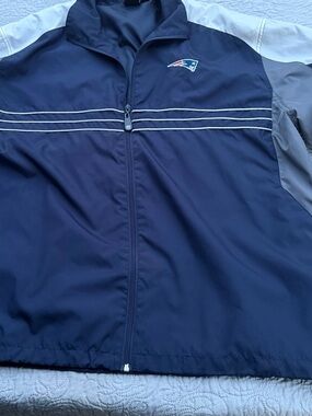 NFL Navy and Gray New England Patriots Windbreaker Jacket